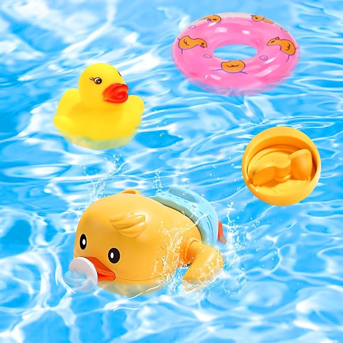 Bath Duck Toy with Light and Music, Toddlers Bathtub Toy with Marble Run, Floating Swimming Duck, Baby Shower Toy