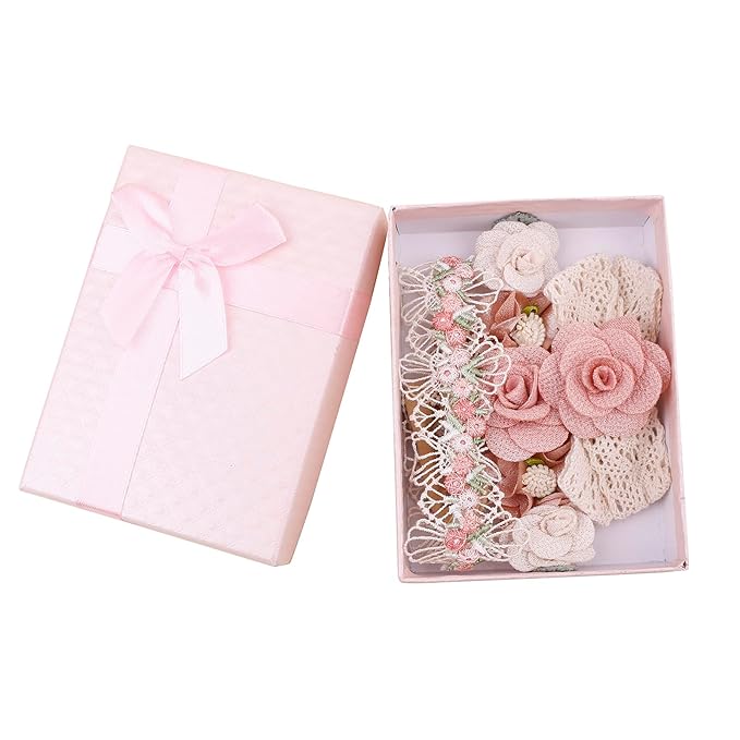 OOSAKU Baby Girl Flower Headbands Set Elastic Floral Headbands 6pcs Soft Nylon Hair Band for Newborn Toddler Hair Accessories (H-F4)