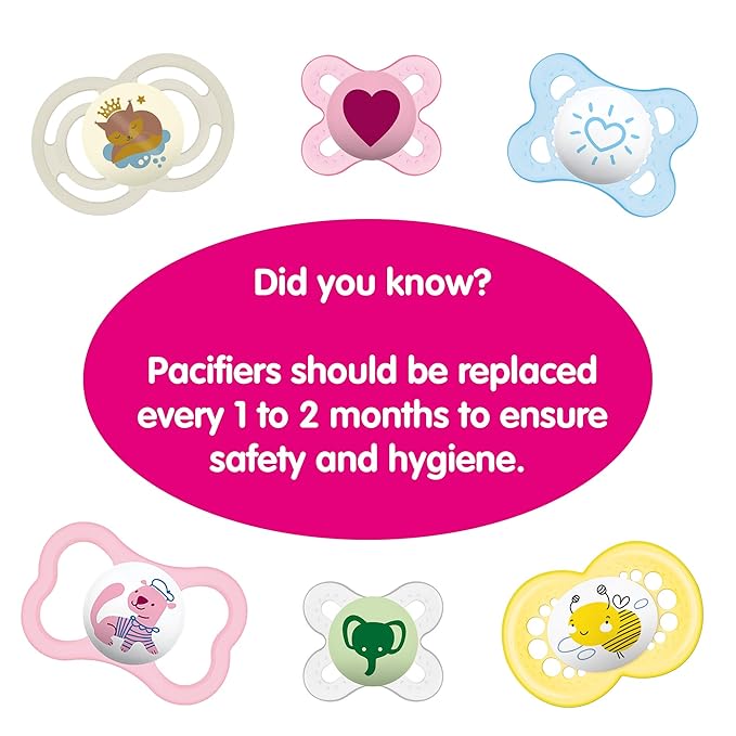 MAM Original Baby Pacifier, Nipple Shape Helps Promote Healthy Oral Development, Sterilizer Case, 2 Pack, 16+ Months, Animal/Boy