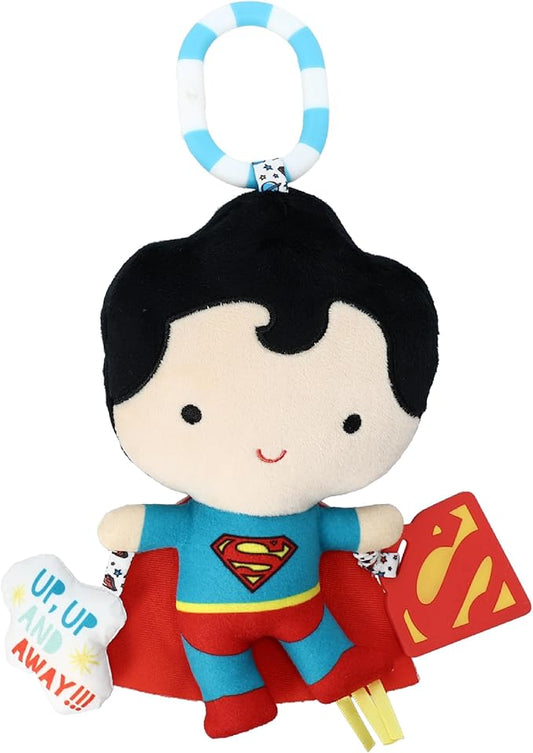 Kids Preferred DC Comics Superman Multi Sensory Activity Toy with Teethers, Crinkle Textures, and Clip for On The Go Fun for Infant and Baby Boys and Girls, Medium