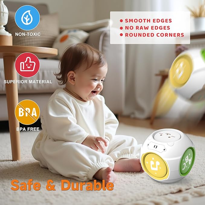 Bilingual Baby Toys Musical Learning Cube Educational Learning Toy for 1 Year Old, Toddler Activity Cube with Music & Lights for 6-9-12-18 Months Babies Infants, First Birthday Gift for Boys Girls
