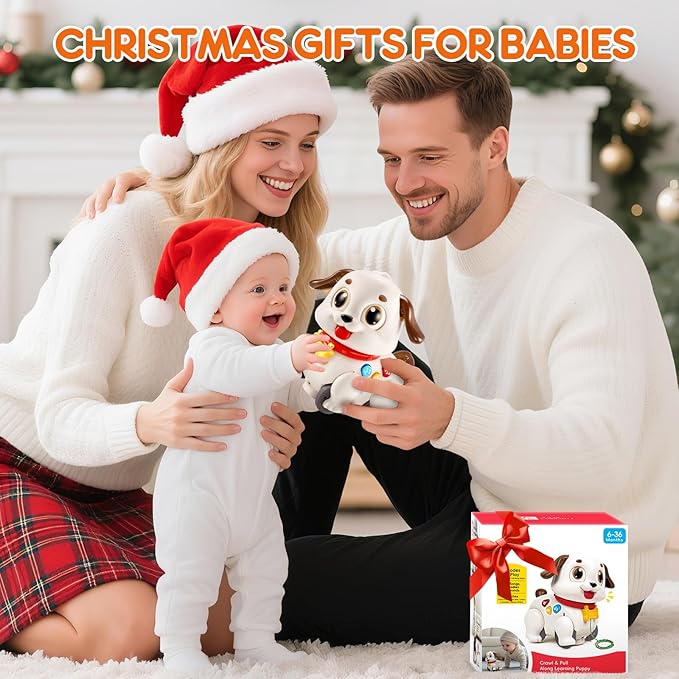 LUDILO Learning Toys for 1 Year Old Boy Girl Gifts: Pull Along Crawling Toy Musical Puppy 6 7 8 9 10 12 18 Month Old Baby Toy 1st Birthday Gifts for Boys Girls Toddler Infant Baby Toys 6-12-18 Months