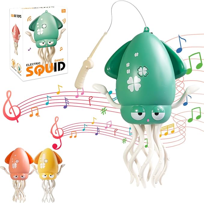 Electric Dancing Crawling Octopus Baby Toy,Squid Tummy Time Toy for Kids Baby,Automatic Evasion,with LED Lights & Music,Birthday Gift.