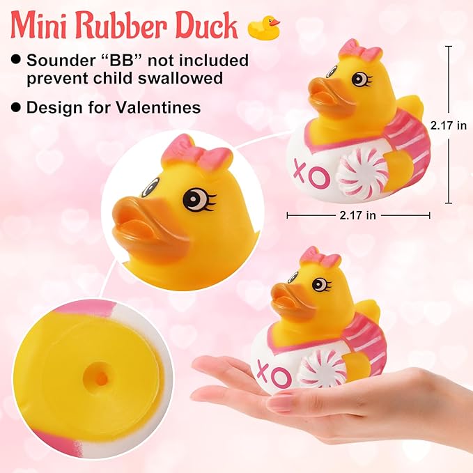 72 Pcs Valentine Rubber Ducks - Holiday Ducks Bag Fillers Ducking, Bathtub Toys, Party Favors, Classroom Game Prizes, Valentine Day Decorations