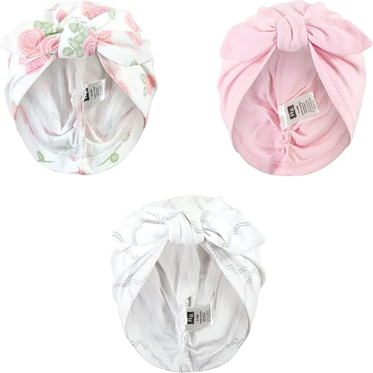Hudson Baby Infant Girls Turban Cotton Headwraps, 0-24 Months