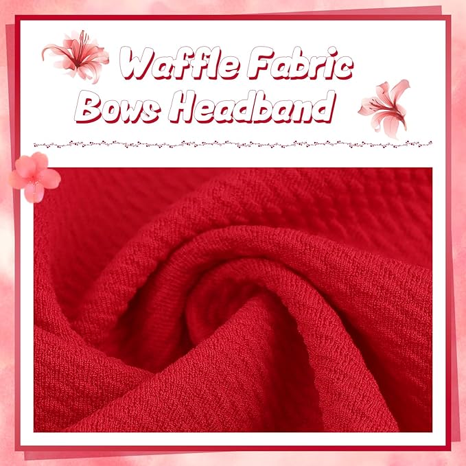 YanJie Baby Girl Headbands - Nylon Bow Hair Accessories for Newborn Infants, Toddlers (0-6 Months) - Red, Pink
