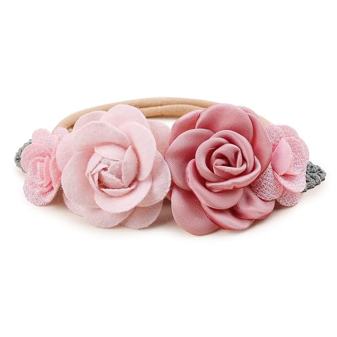 cherrboll Baby Girl Headbands and Socks Set, 3Pcs Soft Floral Hairbands Hair Bows Knit Socks for Newborn Infants Toddlers Photography Props Gifts