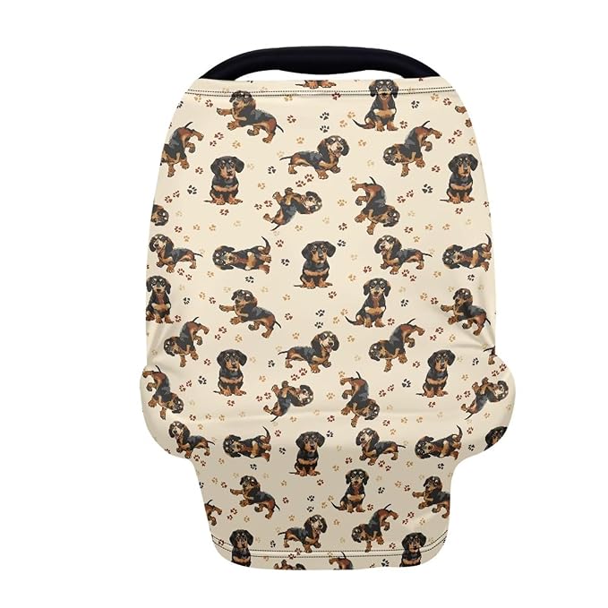 AFPANQZ Cartoon Dachshund Nursing Cover Breastfeeding Scarf Baby Car Seat Covers Infant Stroller Cover for Girls and Boy Outdoor Walking Traveling Carseat Canopy