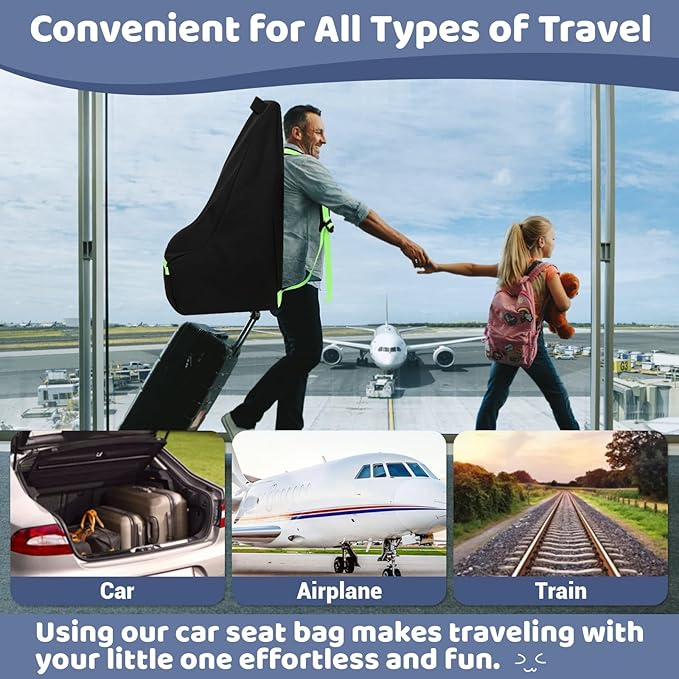 Sublaga Car Seat Bags For Airplane Travel, 600D Thickening Oxford Cloth Durable Car Seat Travel Bag For Air Travel Carseat Cover with Shoulder Straps and 2pcs Luggage Tags For Airplane
