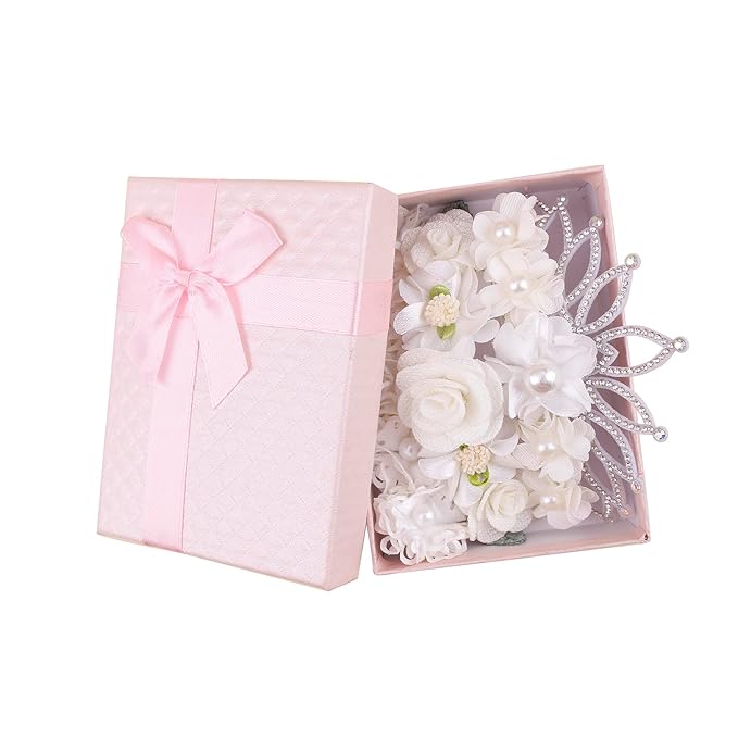 Baby Girl Flower Headbands and Bows, Stretchy Soft Nylon Floral Crown, 3pcs Handmade Hair Accessories for Newborn Infant Toddler