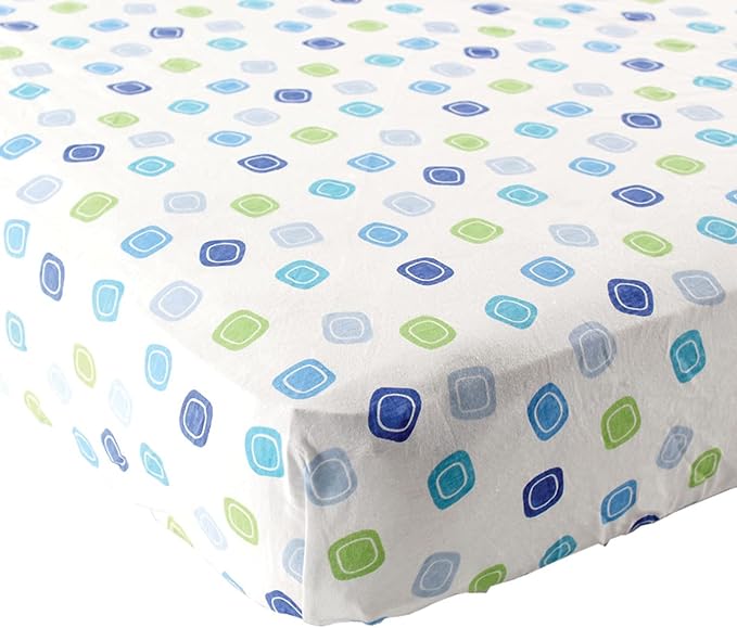 Luvable Friends Unisex Baby Fitted Playard Sheet, Blue Geometric, One Size