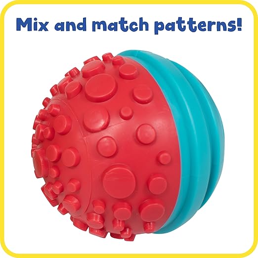 Ready 2 Learn Paint and Dough Texture Spheres - Set of 4 - Ages 2 + - Mix and Match Sensory Fidget Toys for Toddlers - DIY Textures and Patterns, red, Blue, Orange, Green