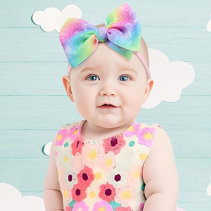 Rainbow Hair Bows for Baby Girls Dreamy Hair Accessories Mint Green Headbands for Newborn Infant Toddler Babies Outfits Accessory Hair Bands