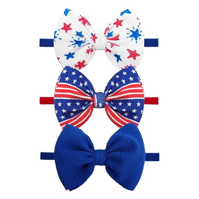 4th of July Baby Girl Bows Hair Accessories Toddler Fourth of July Red White and Blue Bows Flag Patriotic Headband Girls