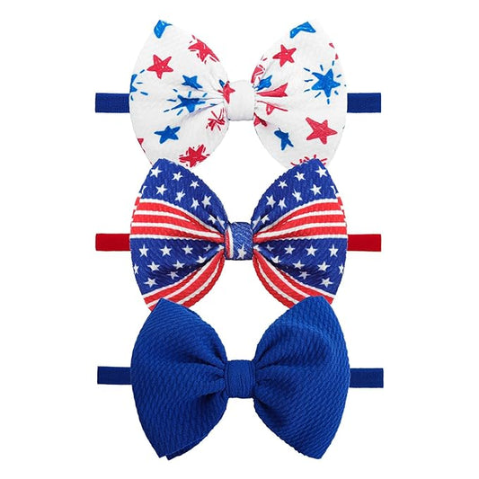 4th of July Baby Girl Bows Hair Accessories Toddler Fourth of July Red White and Blue Bows Flag Patriotic Headband Girls