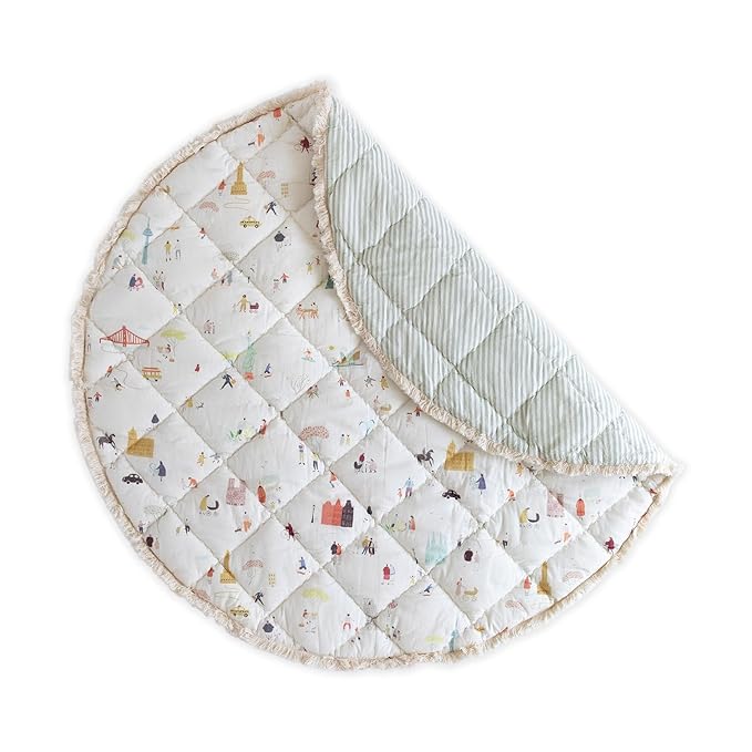 Pehr Baby Play Mat, Explore the World | Ultra-Soft Quilted 100% Cotton Exterior with Plush Polyester Fiberfill | 40" Diameter