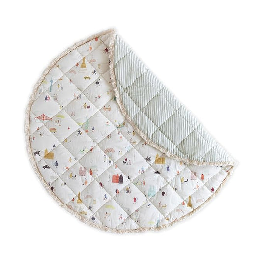 Pehr Baby Play Mat, Explore the World | Ultra-Soft Quilted 100% Cotton Exterior with Plush Polyester Fiberfill | 40" Diameter