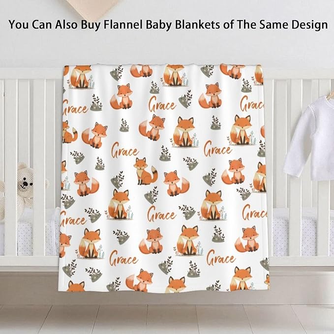 Personalized Baby Car Seat Covers for Babies with Name, Customized CarSeat Cover Stroller Canopy for Girls Boys, Custom Cute Fox Nursing Cover Breastfeeding Scarf for Infant Newborn New Mom