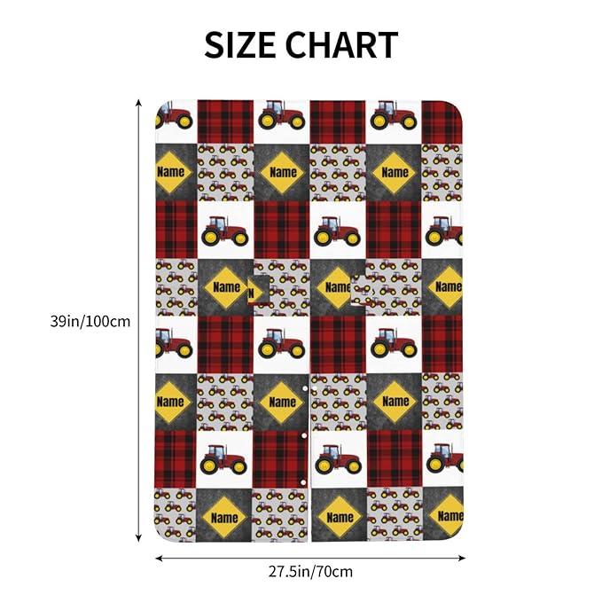 Personalized Red Tractor Baby Car Seat Canopy for Babies with Name, Custom Car Seat Covers for Baby Boys Girls, Peekaboo Opening Minky Nursing Cover Infant Car Seat Canopies for Newborn