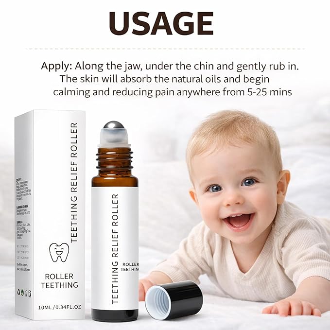 Mamas Teether, Teething Roller All Natural for Babies, Velaria N-atural Relief Roller with Chamomile & Rose Oil,Gentle Roll-On Formula, Portable Daily Care (10ML,2PCS) (2)