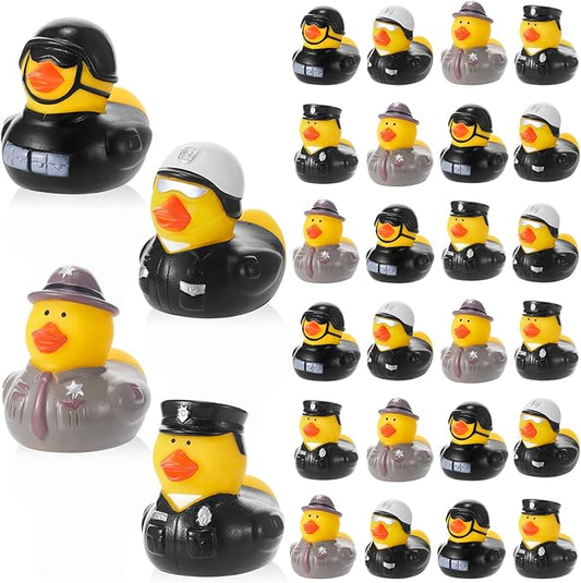 Deekin 24 Pcs Police Rubber Ducks Bulk 2 Inch Rubber Ducks Party Favor 250th Anniversary Decorations for Birthday Pool Party Occupation Cosplay 250th Anniversary