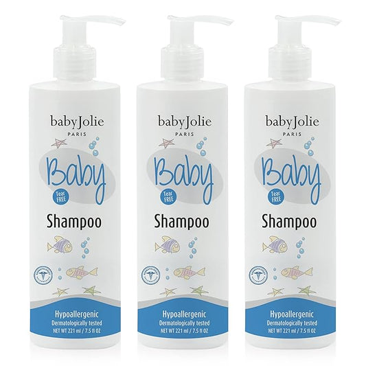 Baby Jolie Baby Shampoo – Tear-Free Gentle Shampoo for Babies & Kids, Hypoallergenic, Sensitive Scalp Care, Daily Use, 3 Pack (7.5oz / 221ml Each)