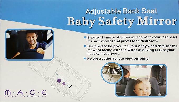 Baby Backseat Mirror - Safely View Infant in Rear Facing Seat - Full 180-degree view of your Newborn from your rear-view mirror