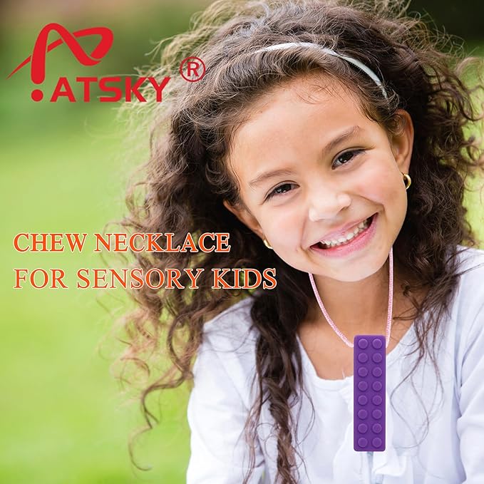 Chewy Necklaces for Sensory Kids, Boys and Girls, Silicone Dinosaur Chewy Necklaces for Autism, ADHD, SPD, Chewable Oral Motor Pendant for Chlidren