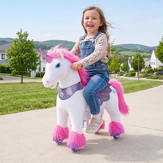 PonyCycle Ride on Unicorn Riding Unicorn Large Pony Toys Advanced Model Y Plush Animal (41.3" Height/Size 5 for Kids Ages 7+) Indoor Outdoor Riding Horse, Birthday Gift for Big Kids Y552