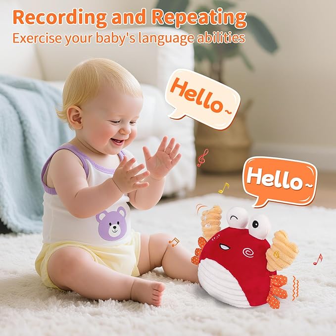 nicknack Baby Toys 0-6 Months – Crawling Dancing Bouncing Musical Learning Plush Crab,Interactive 100+ Songs Toy for 1 2 3 Year Old Boys Girls Sensory Birthday Gifts