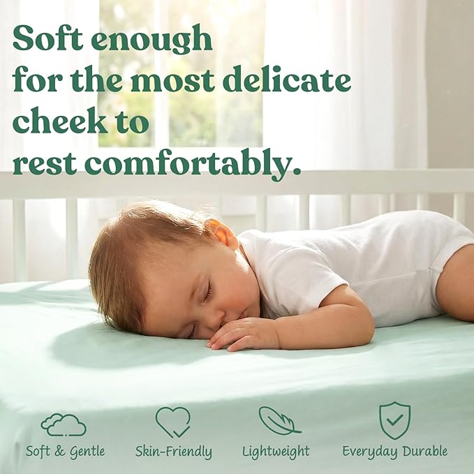 Comfort Baby Crib Sheets: Soft Fitted Crib Sheet That Stays Put, Universal Fit for 28x52 Crib Mattresses, Hypoallergenic with a Calming Effect for Boys & Girls, 2-Pack (Sage & Dusty Blue)