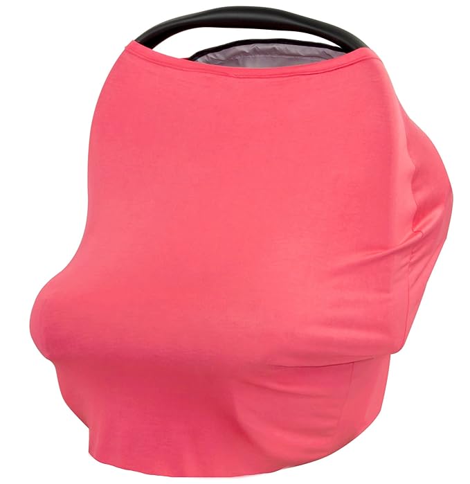 JLIKA Baby Car Seat Covers - Stretchy Infant Canopy and Nursing Cover for Breastfeeding Newborns Infants Babies Girls Boys Best Shower Gift Maternity Apron Infinity Scarf carseats (Coral Reef)