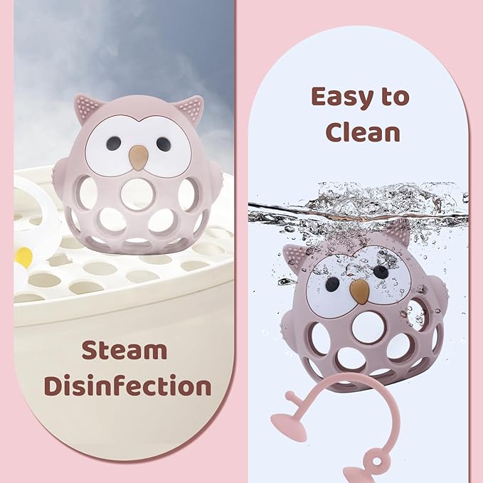 Baby High Chair Suction Toys Teething Chew - Baby Teething Table Toys Silicone Teethers, Food Grade Silicon for 6 12 18 Months (Pink)