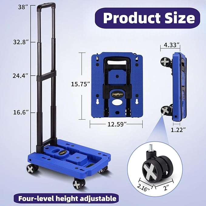 Blue Car Seat Dolly for Airport Folding Car Seat Travel Cart for Airplane - Car Seat Roller with Wheel Cart Carrier with Straps Foldable Luggage Trolley Folding Hand Truck Dolly for Moving