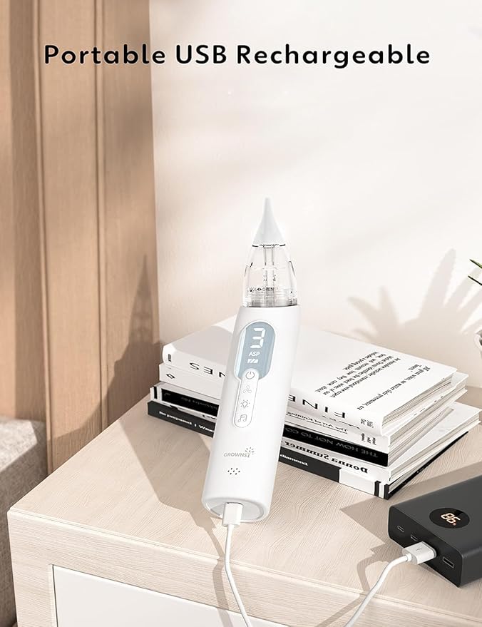 GROWNSY Upgrade Nasal Aspirator for Baby, Rechargeable Baby Nose Sucker, Electric Nose Suction for Baby