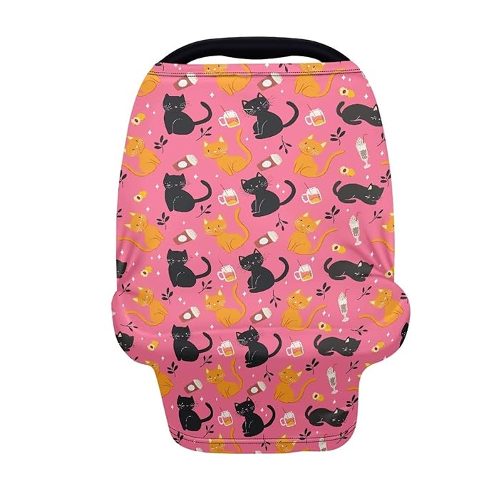 AFPANQZ Cats Soft Baby Car Seat Canopy Nursing Cover Breastfeeding Scarf Shopping Cart Covers Stroller Sunshade High Chair Cover Car Seat Covers for Girls and Boys Breathable