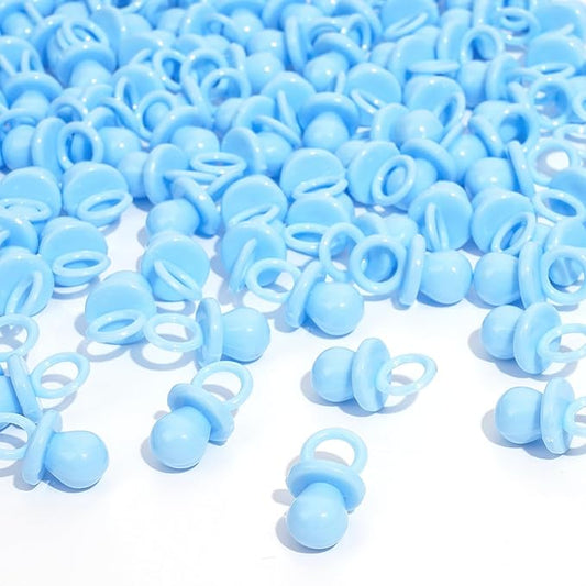 Baby Shower Pacifiers, 150 Mini Pacifiers for Baby Shower, Cute Plastic Pacifiers for Baby Shower Game, Decoration DIY, Gender Reveal Party Table Scatter/Baby Shower Party Favors (Blue)