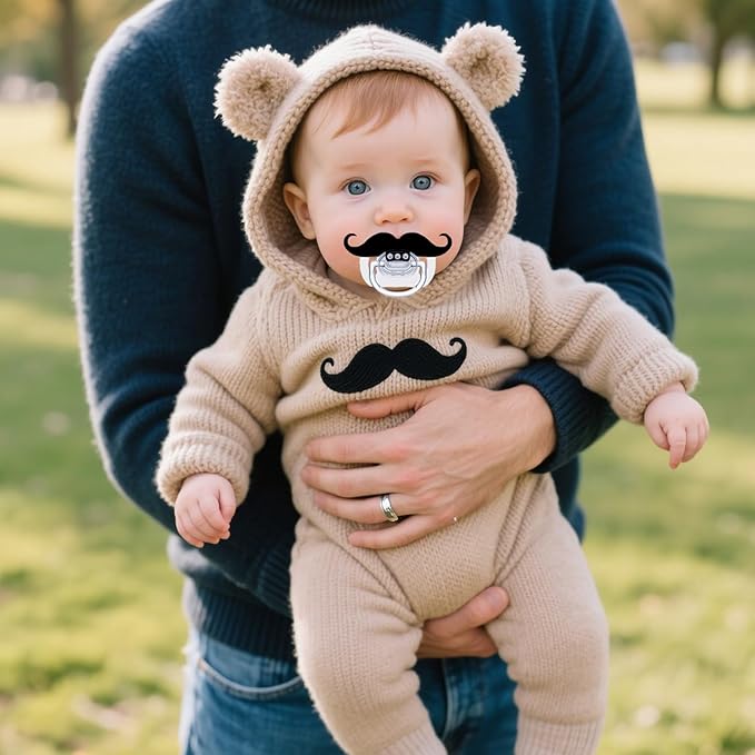 Funny Baby Pacifiers,Mustache Pacifiers for Babies 0-18 Months,Baby Teeth and Vampire Pacifier Funny Pacifiers for Boys and Girls BPA Free