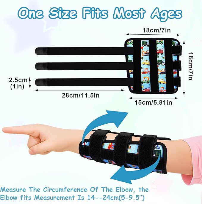 2 PCS Thumb Sucking Deterrent, Sky Blue Cars Thumb Guard for Kids Toddlers Nail Biting Treatment, Anti Nose Picking, Scratching Face, Elbow Immobilizer for Boys Girls, Finger Sucking Prevention