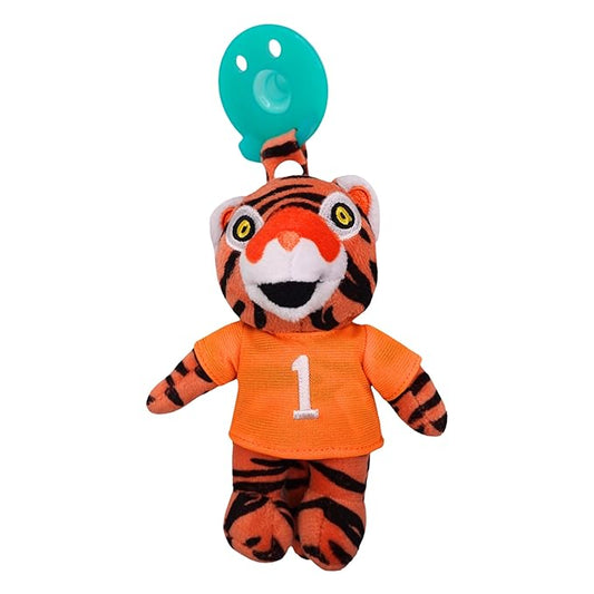 Gamezies Baby Boy and Girl Silicone Clemson University The Tiger Mascot Plush Pacifier Collegiately Licensed, Removable, Washable Plush Toy CPSIA Tested, BPA-Free 0-6 Months