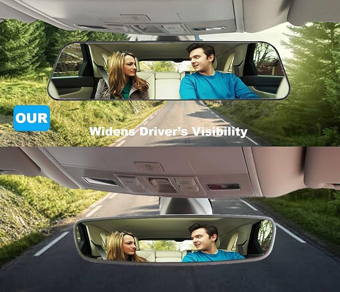 Rear View Mirror, Universal Rearview Mirror, Car Interior Clip-On Wide Angle Rear View Mirror to Reduce Blind Spot Effectively for Car SUV Trucks – Convex – Clear (2 Pack Blind Spot Mirror)