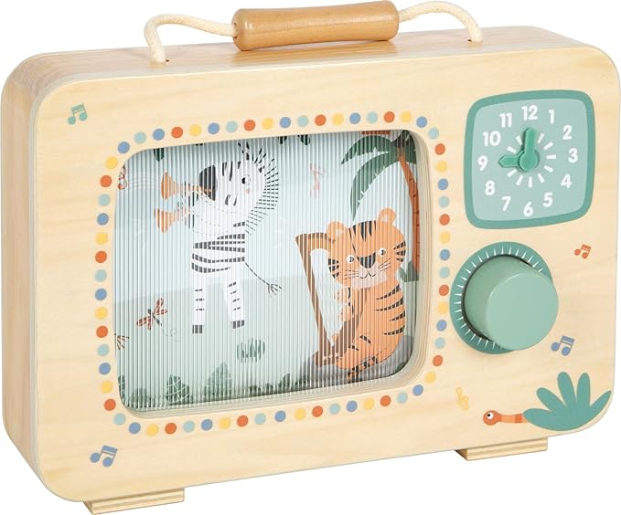 small Foot Safari 12735 Musical Toy 100% Certified Wood with Rotating Panorama Picture for Children from 24 Months