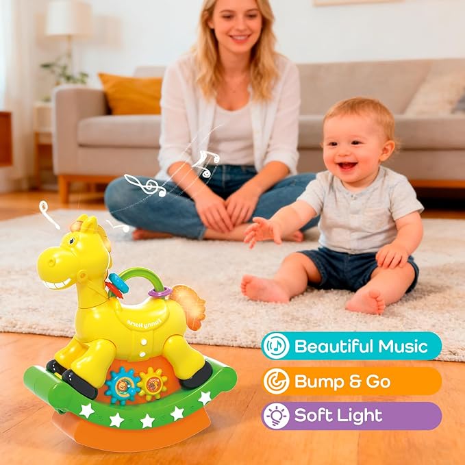 Baby Crawling Walking Toys for Toddlers with Adorable Shape, Musical Car Crawling Developmental Toys with Sounds and Lights, Ideal Gifts for Babies