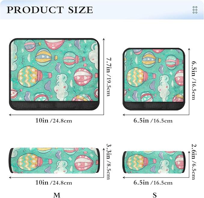CHIFIGNO Hot Air Balloons and Clouds Turquoise Seat Belt Cover Pack of 2 Car Seat Strap Pads Soft Shoulder Strap Covers for Adults Kids