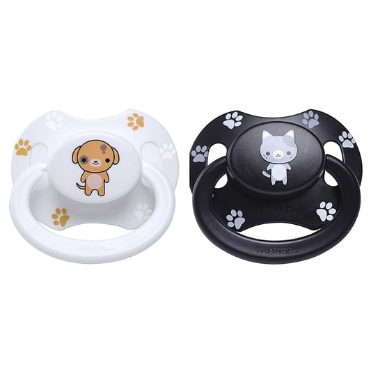 LittleForBig Bigshield Generation-II Big Sized Pacifier Printed Set - Black Kitty and White Puppy