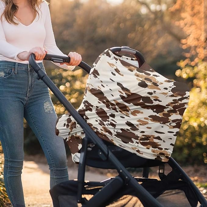 Youngerbaby Cow Nursing Cover for Newborns Breastfeeding Cover Scarf Baby Car Seat Covers Infant Stroller Cover Carseat Canopy for Girls and Boys Full Coverage