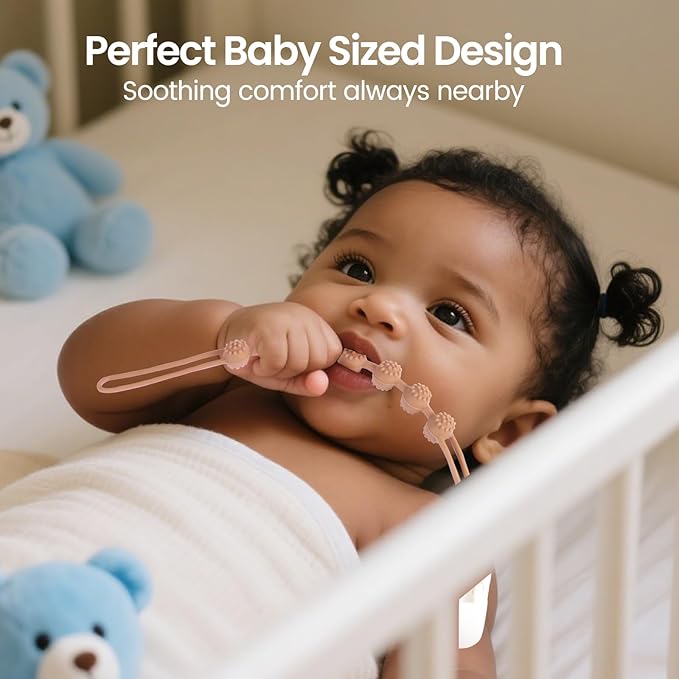 Eascrozn 6 Pack Silicone Pacifier Clip with One-Piece Design for Baby Boys and Girls, BPA Free Soft Flexible Binky Clips with Texture for Baby Essentials