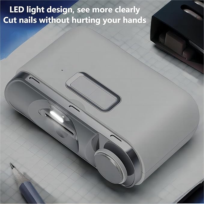 2 in 1 Electric Nail Clippers, Electric Polishing Automatic Nail Clippers Pro with Light Trimmer Nail Cutter Manicure for Baby Elderly Care Tools，Electric Nail Trimmer