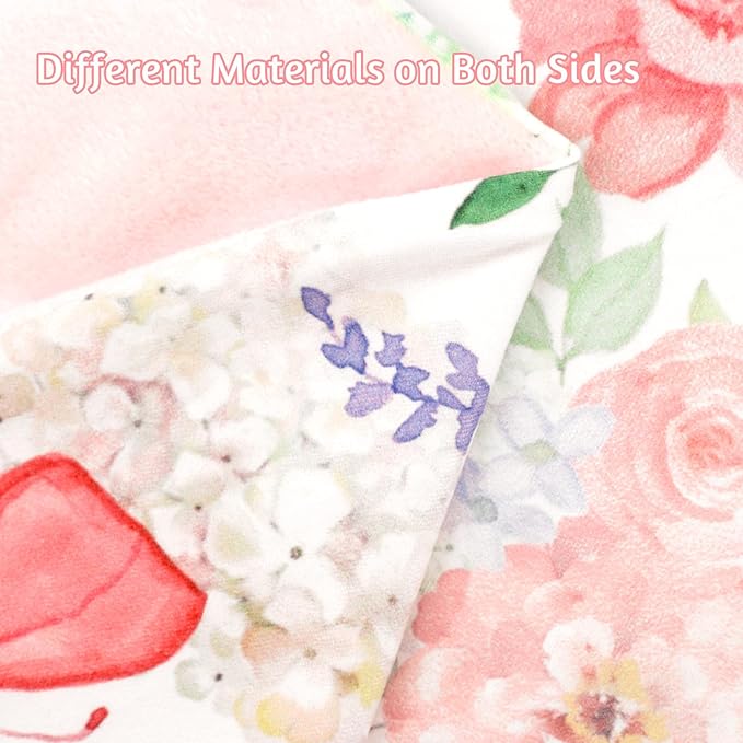 Newborn Lounger Cover for Girls Boys, Removable Soft Baby Lounger Cover, Reversible Infant Lounger Cover Minky, Pink Floral & Butterfly (Only Cover)