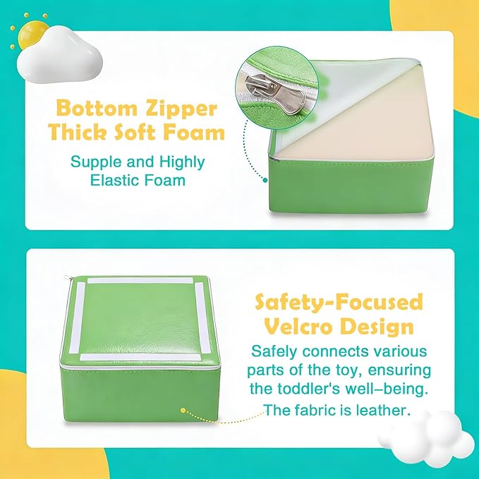 JungleDove 6-Piece Set Baby Foam Climbing Blocks for Toddlers - Baby Climbing Toys for Toddlers Indoor - Kids Soft Play Climbing - Foam Play Gym Playtime Corner Climber